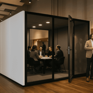 Modern workspace pod offering noise reduction and privacy – KB Housing